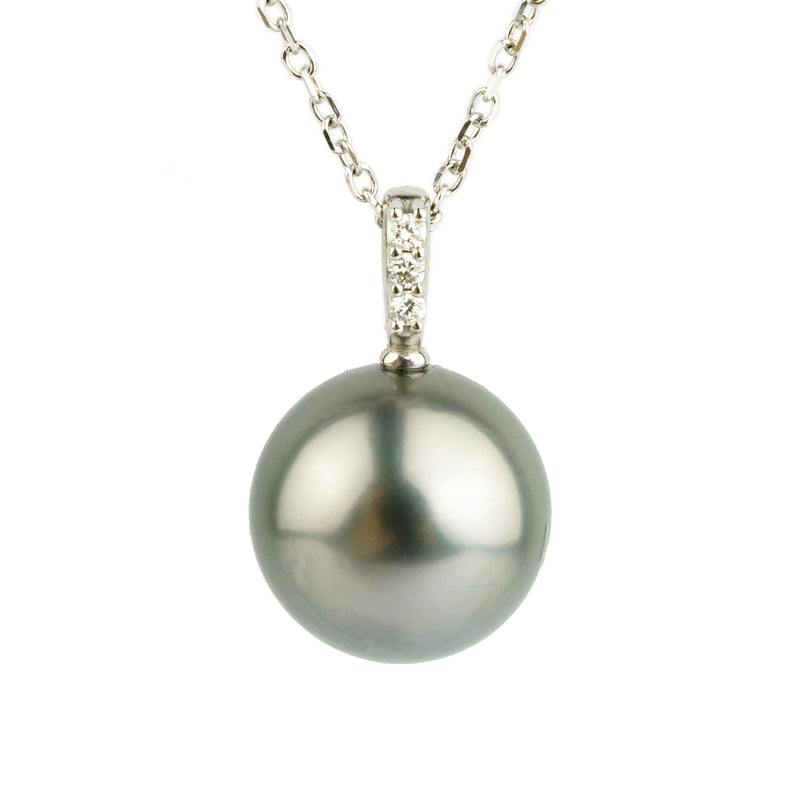 Tahitian Silvery Pearl & Diamond Éclat Necklace on 14KWG
