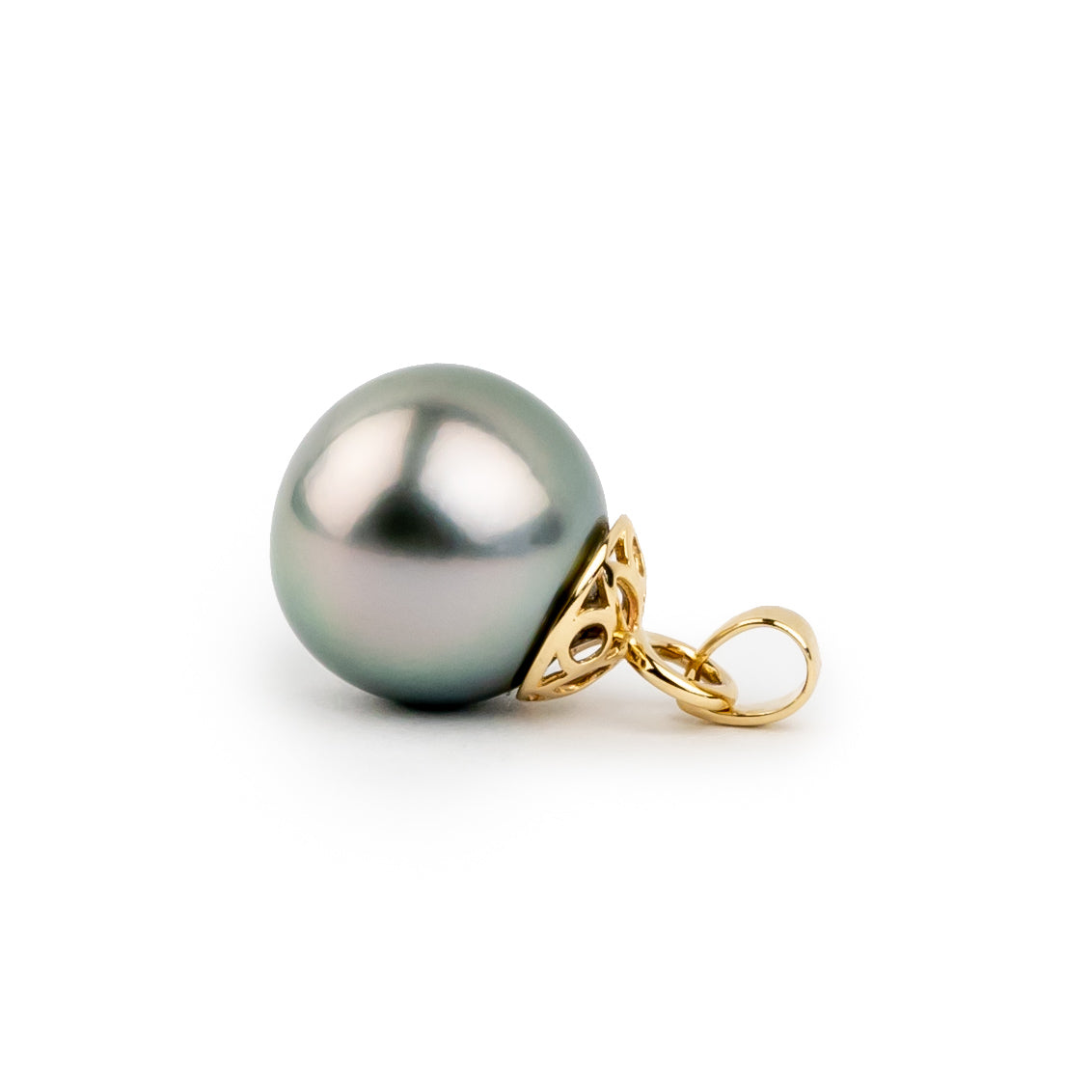 Baby Blue-Pink 10.7mm Tahitian Pearl Filigree Pendant