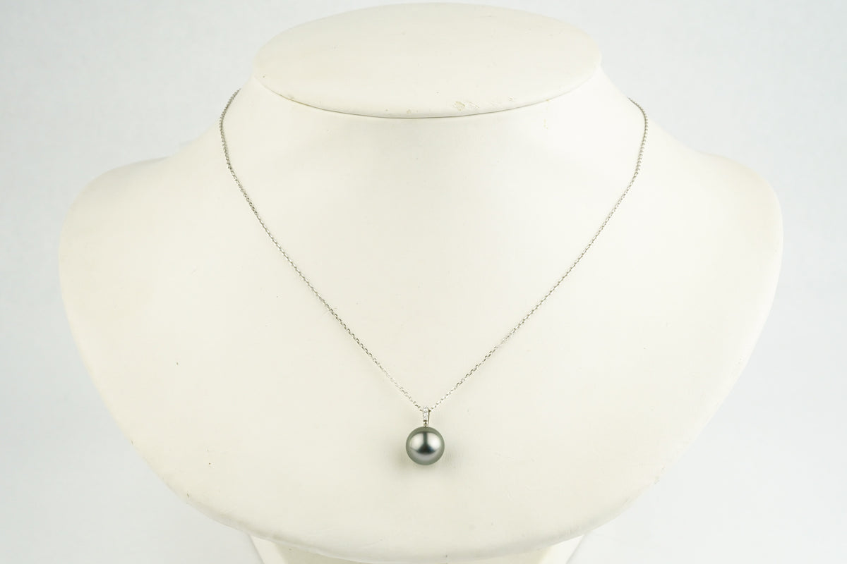 Tahitian Silvery Pearl & Diamond Éclat Necklace on 14KWG