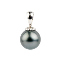 Steel Blue 10.2mm Tahitian Pearl Pendant on 14K White Gold
