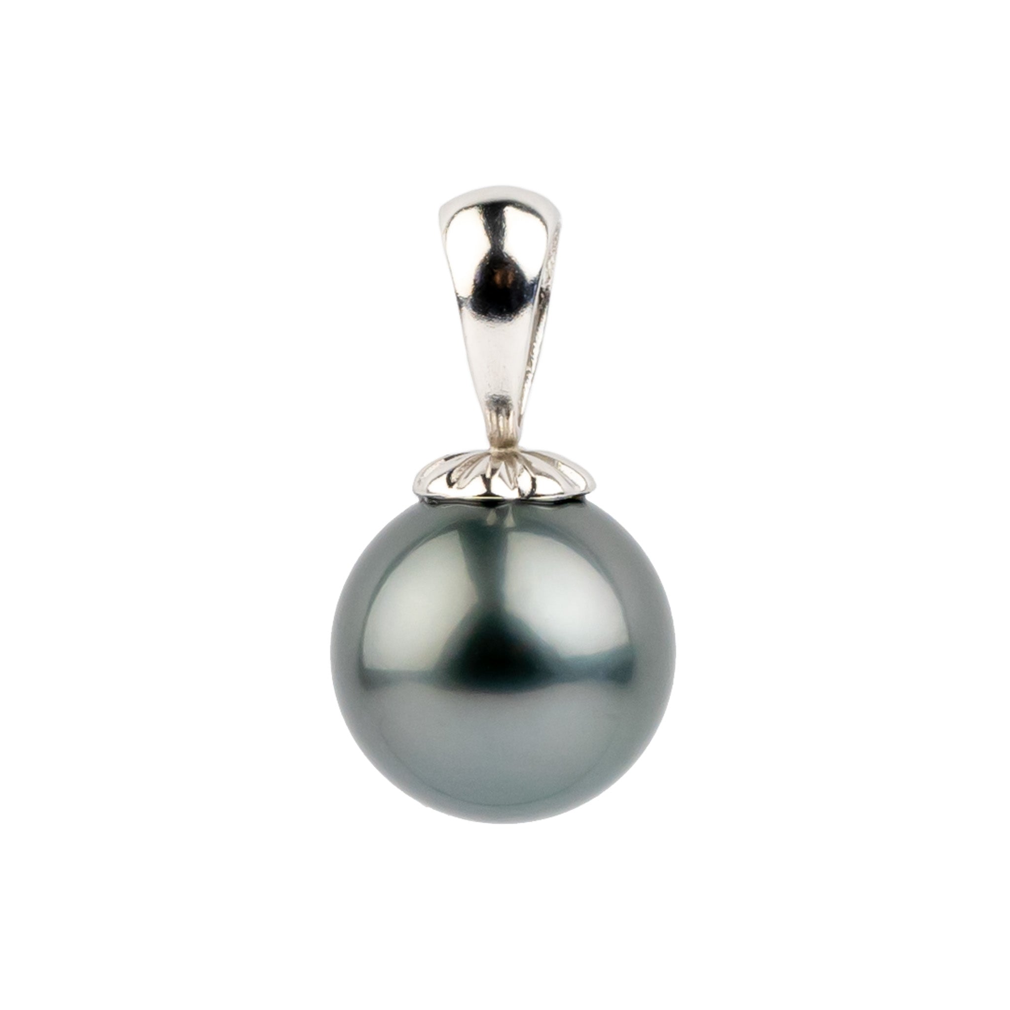 Steel Blue 10.2mm Tahitian Pearl Pendant on 14K White Gold