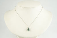 Silvery Blue Tahitian Pearl & Diamond Asteria Pendant or Necklace on 14K White Gold