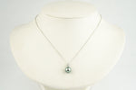 Silvery Blue Tahitian Pearl & Diamond Asteria Pendant or Necklace on 14K White Gold