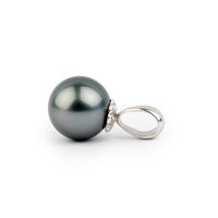 Steel Blue 10.2mm Tahitian Pearl Pendant on 14K White Gold
