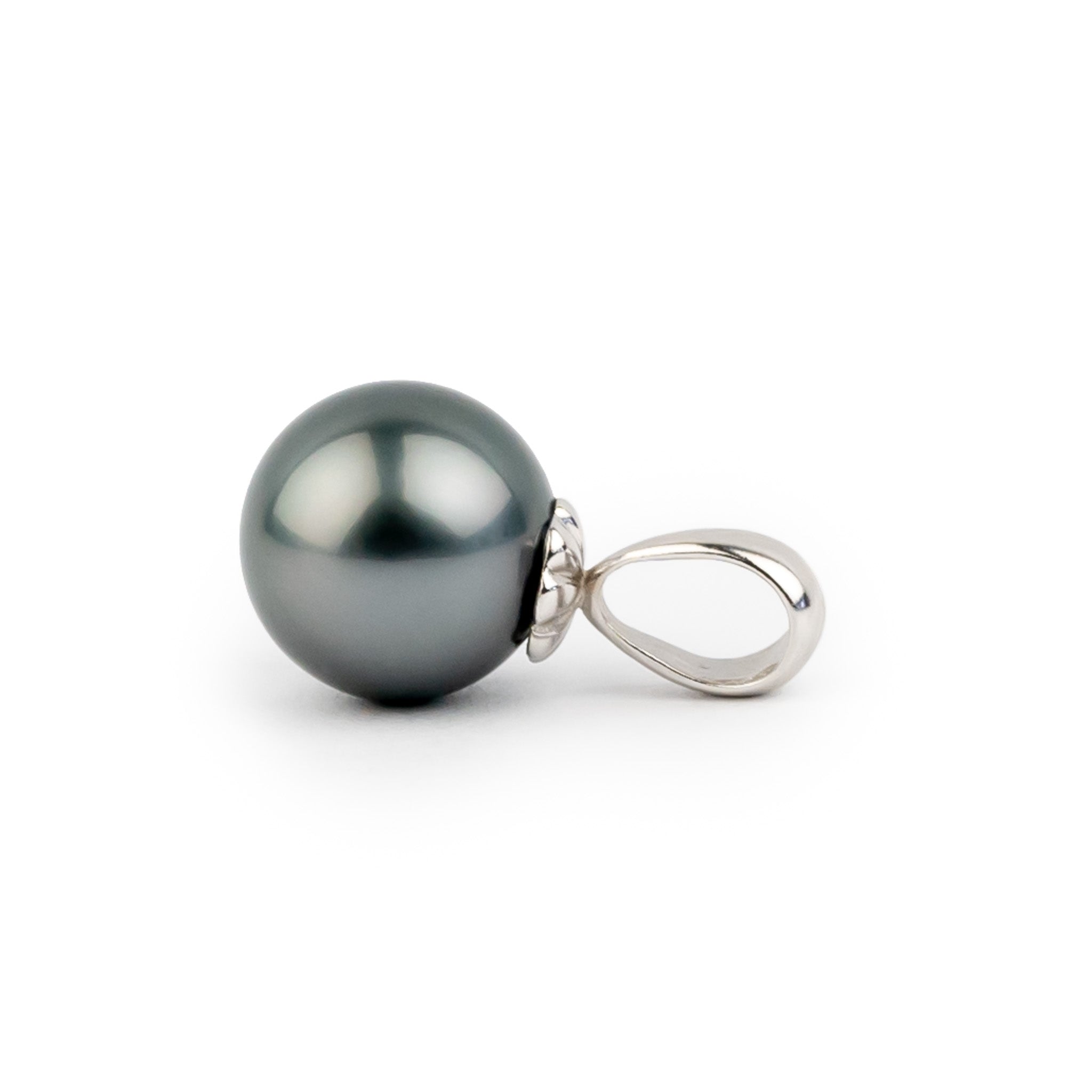 Steel Blue 10.2mm Tahitian Pearl Pendant on 14K White Gold