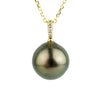 Tahitian Golden Green Pearl & Diamond Éclat Necklace on 14KYG