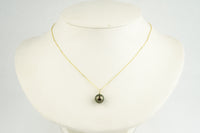 Tahitian Golden Green Pearl & Diamond Éclat Necklace on 14KYG