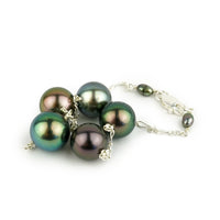 Five Flash Tahitian Pearl Tin Cup Bracelet on Sterling Silver