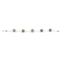 Five Flash Tahitian Pearl Tin Cup Bracelet on Sterling Silver