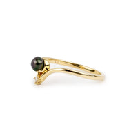 Tahitian Keshi Pearl & Diamond Sunrise Ring