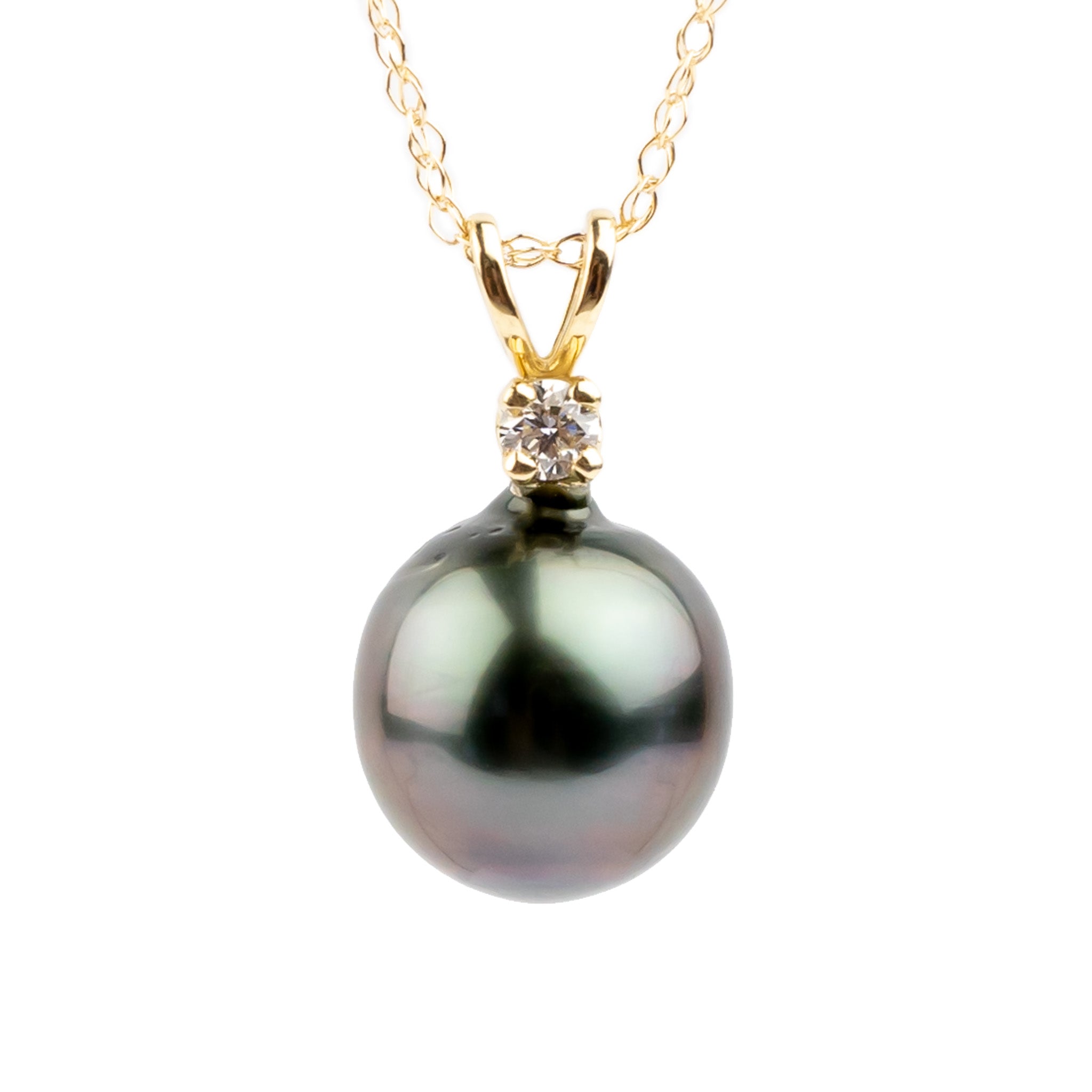 Tahitian Pearl & Diamond Lavender Blue Étoile Necklace on 10K Yellow Gold