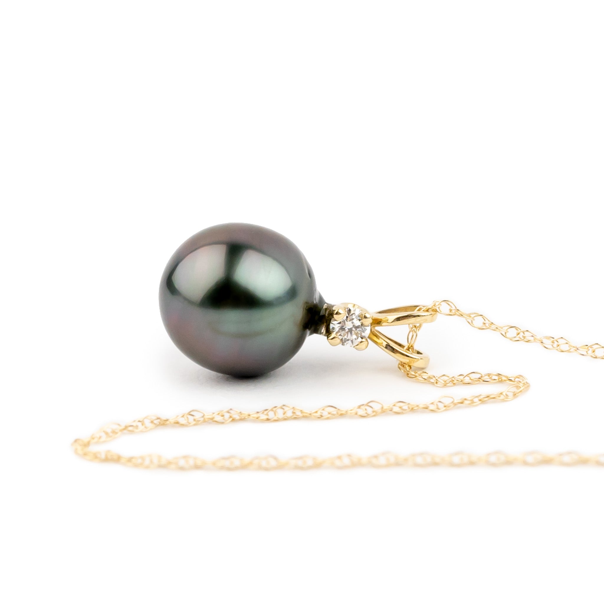 Tahitian Pearl & Diamond Lavender Blue Étoile Necklace on 10K Yellow Gold