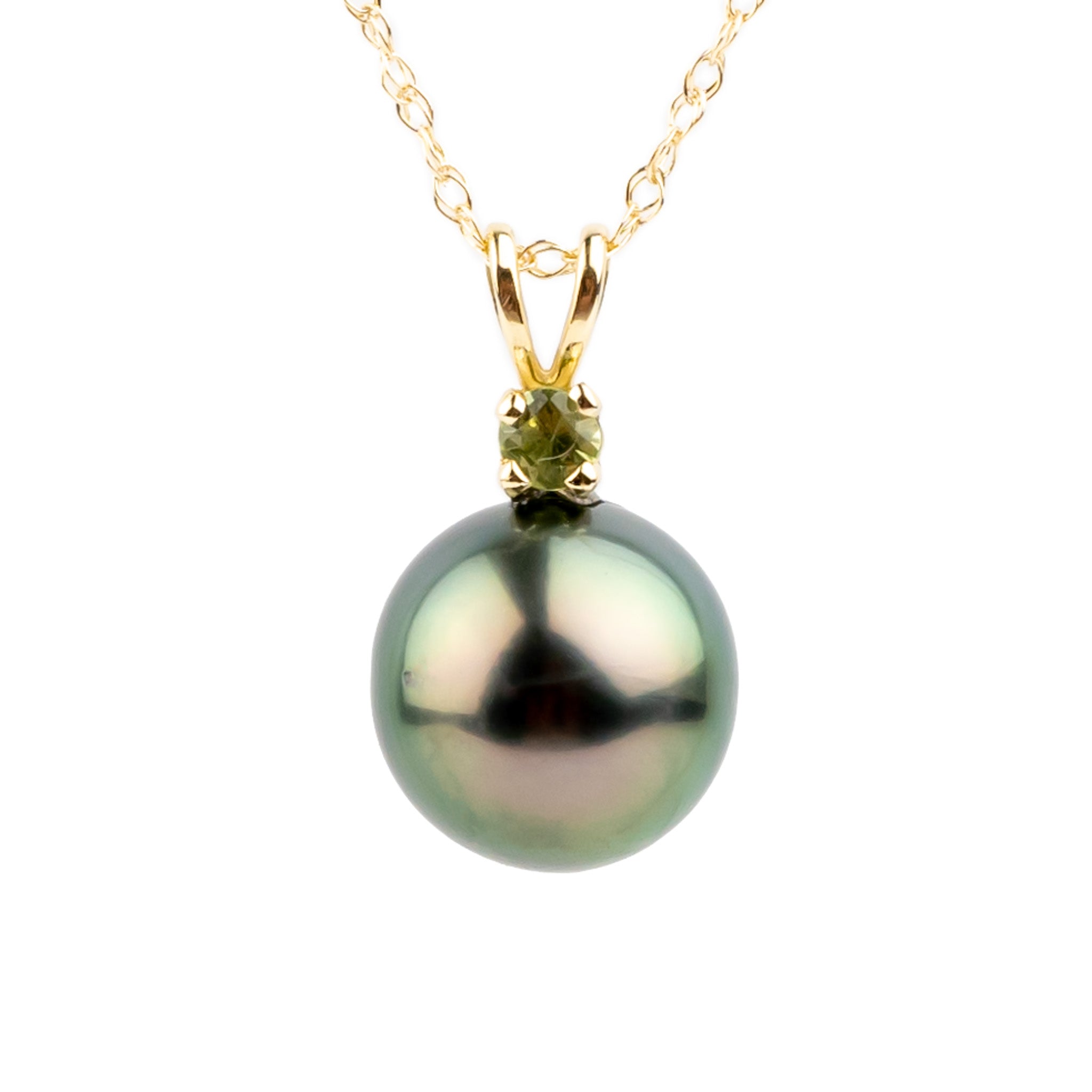 Tahitian Pearl & Peridot Pink Peacock Étoile Necklace on 10K Gold