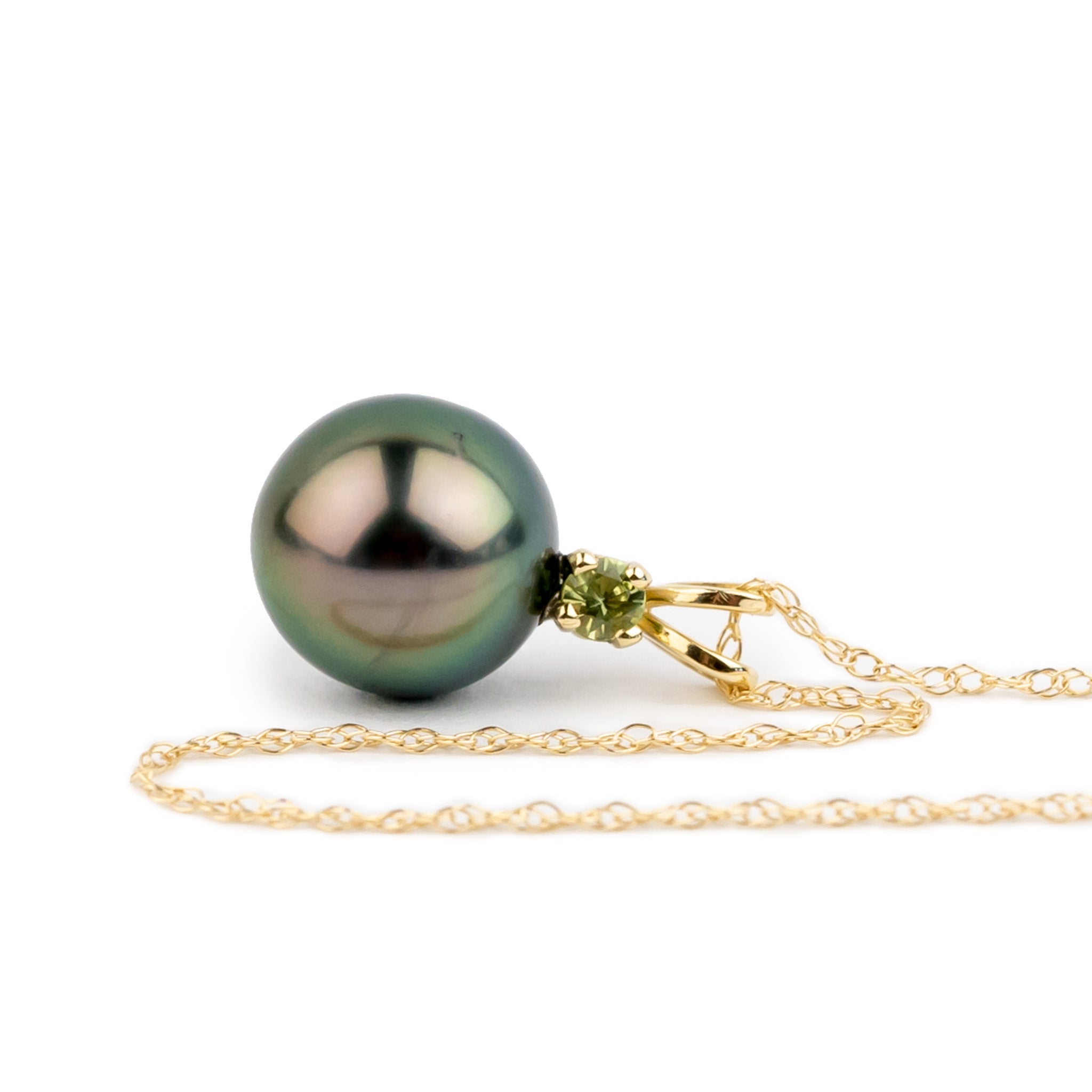 Tahitian Pearl & Peridot Pink Peacock Étoile Necklace on 10K Gold