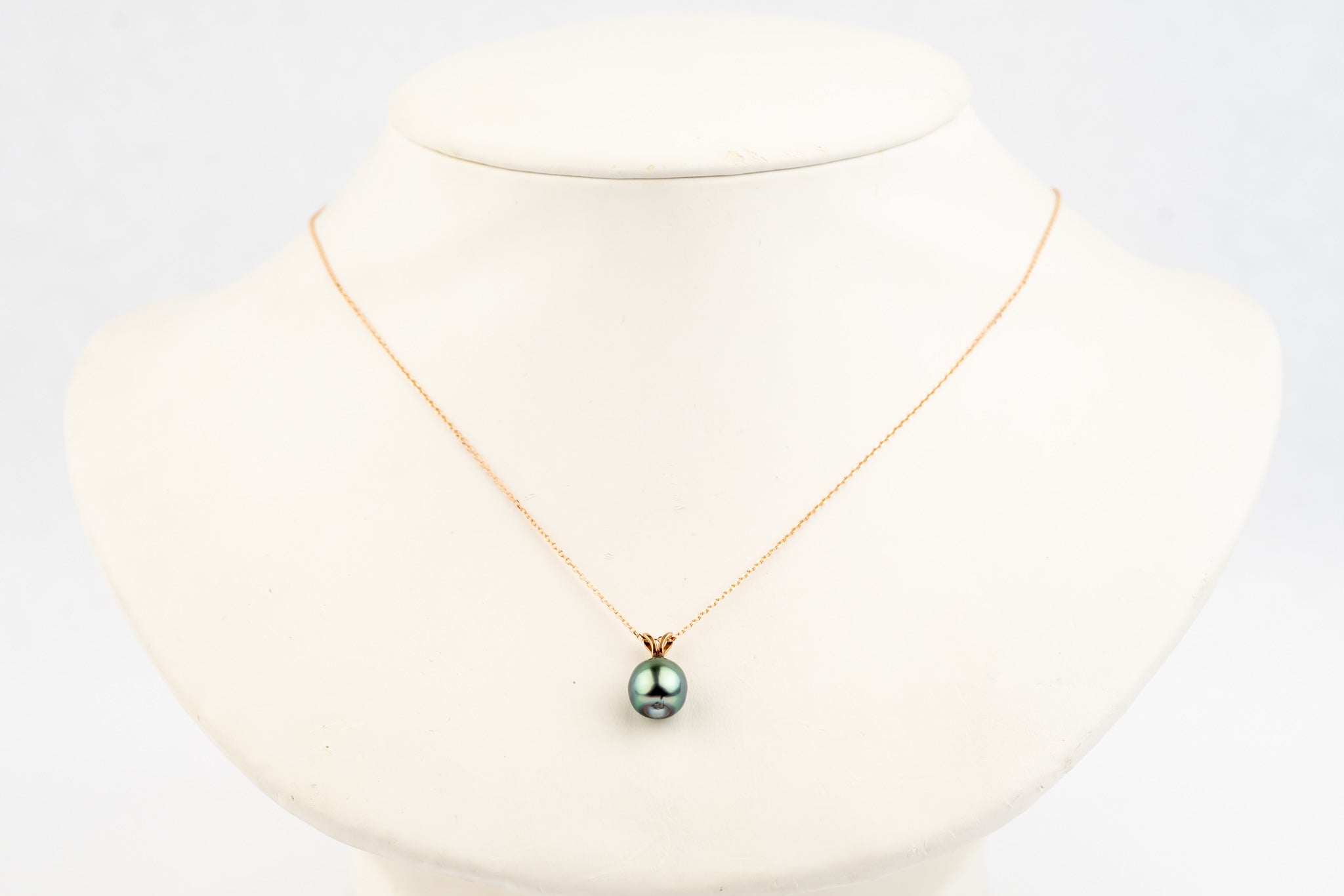 Aqua Pink 8.8mm Tahitian Pearl I'a Necklace on 14K Rose Gold