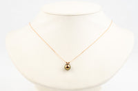 Coppery Green Sunburst 8.6mm Tahitian Pearl I'a Necklace on 14K Rose Gold