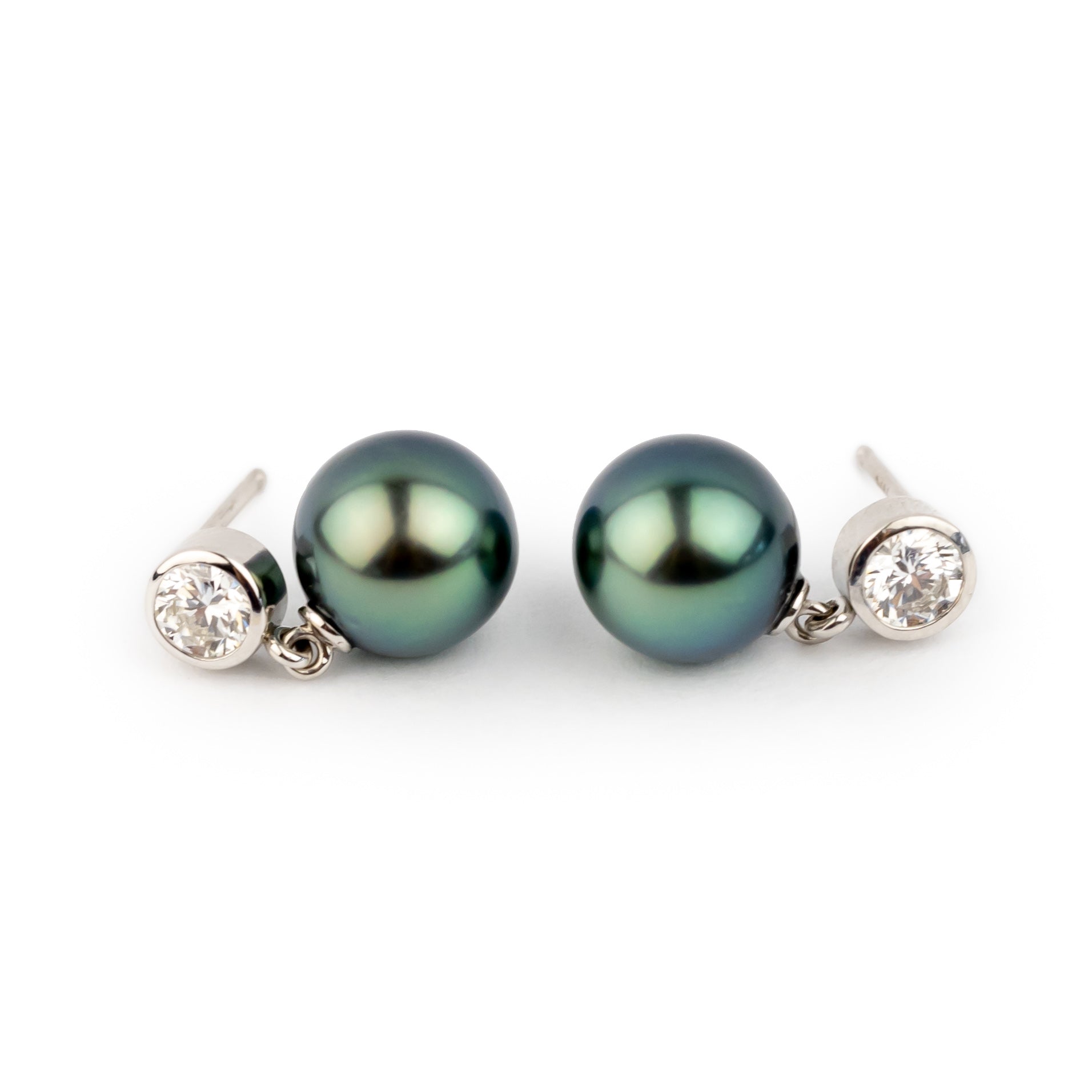 Tahitian Pearl & Diamond Nova Earrings on 14K White Gold
