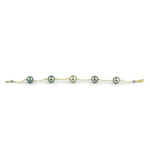 Light Colorful Tin-Cup Tahitian Pearl Bracelet (Gold-Filled)