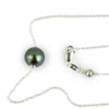 Dark Indigo 9.8mm Tahitian Pearl Solitaire Necklace on Sterling Silver