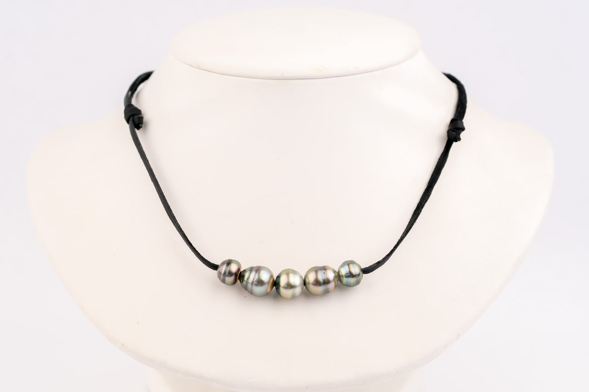 Pastel Watercolor Quintuple 9.2-10.7mm Mana Pearl Necklace
