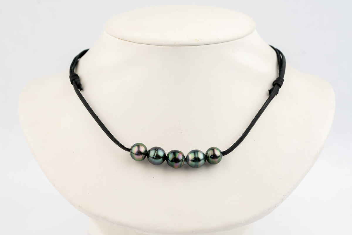 Flashy Turquoise Quintuple 10-10.5mm Mana Pearl Necklace