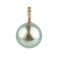 Tahitian Light Blue Pearl & Diamond Éclat Pendant or Necklace on 14KRG