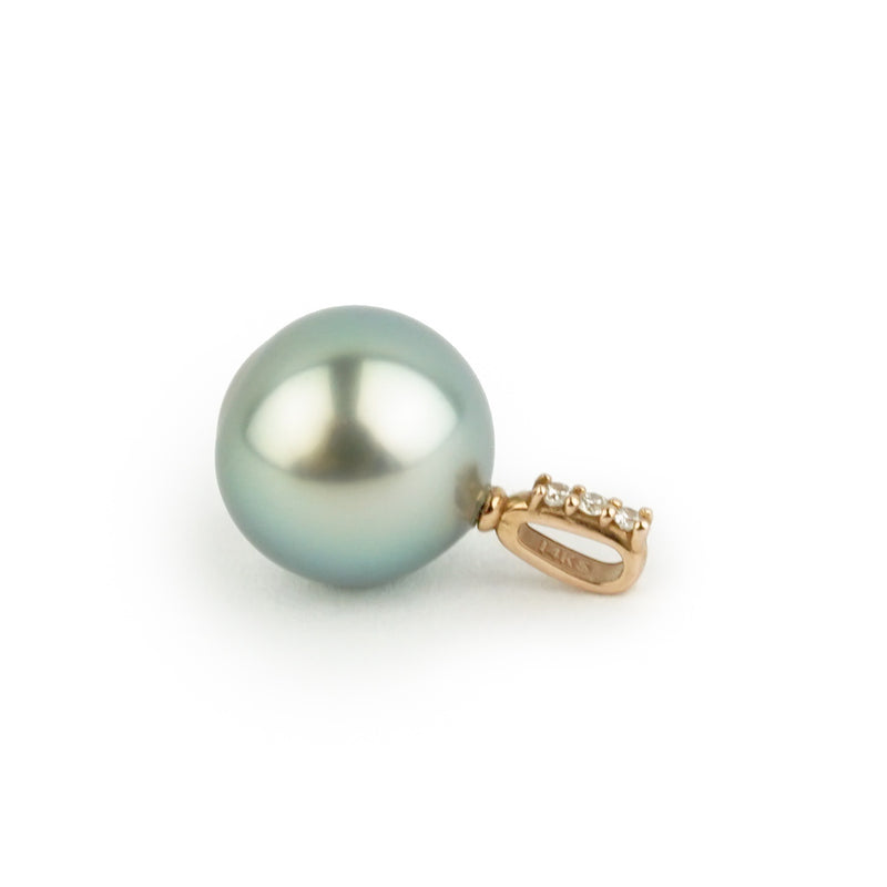 Tahitian Light Blue Pearl & Diamond Éclat Pendant or Necklace on 14KRG