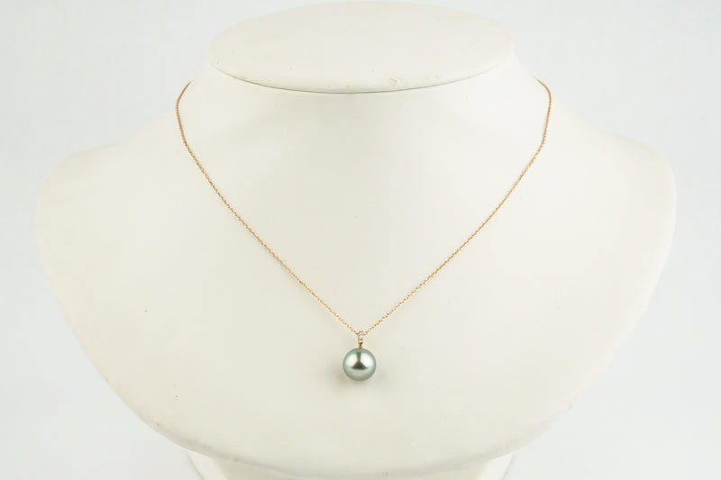 Tahitian Light Blue Pearl & Diamond Éclat Pendant or Necklace on 14KRG