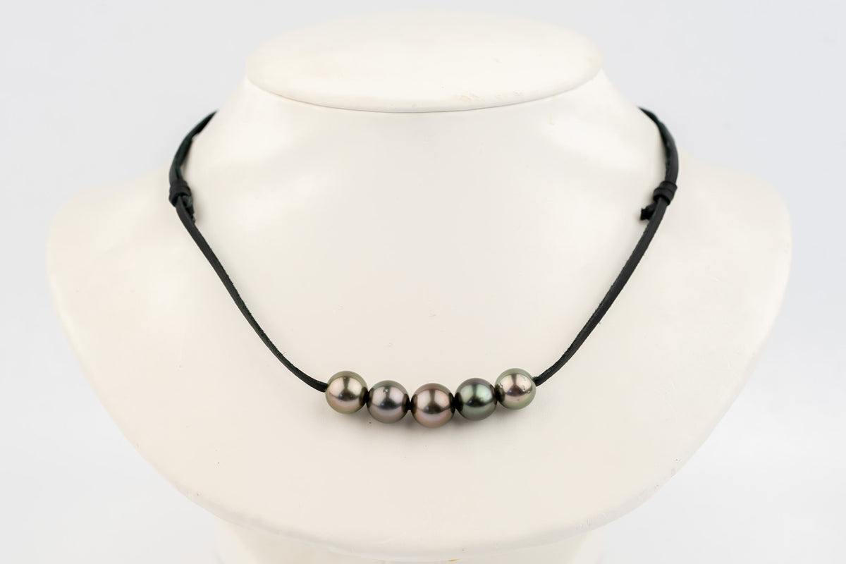 Golden Pink Quintuple 10.1-10.9mm Mana Pearl Necklace