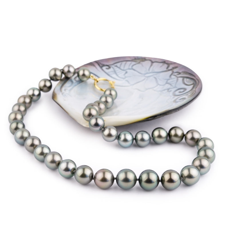 Moonlit Green 10.5-13.4mm Tahitian Pearl Strand