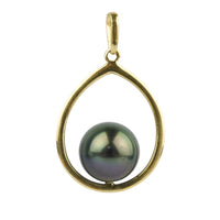 Dark Green Peacock 9mm Teardrop Pendant