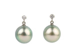 Tahitian Pearl & Diamond Étoile Earrings on 14K White Gold