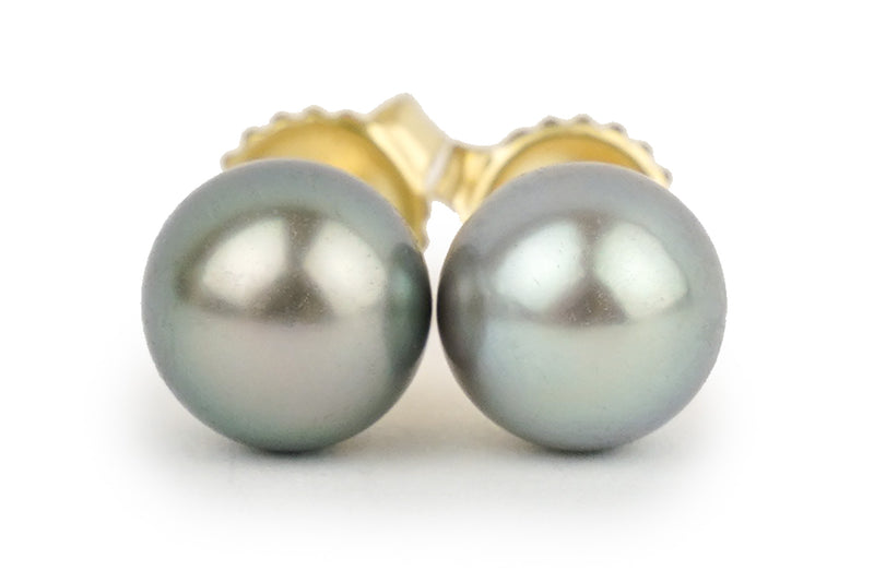 Petite Silvery 7.9mm Pearl Stud Earrings