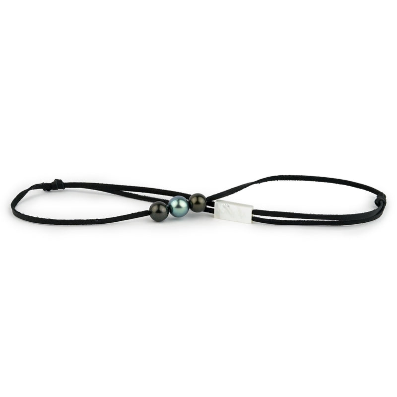 Triple 10.5mm-11.4mm Blue-Black Eimeo Mana Necklace