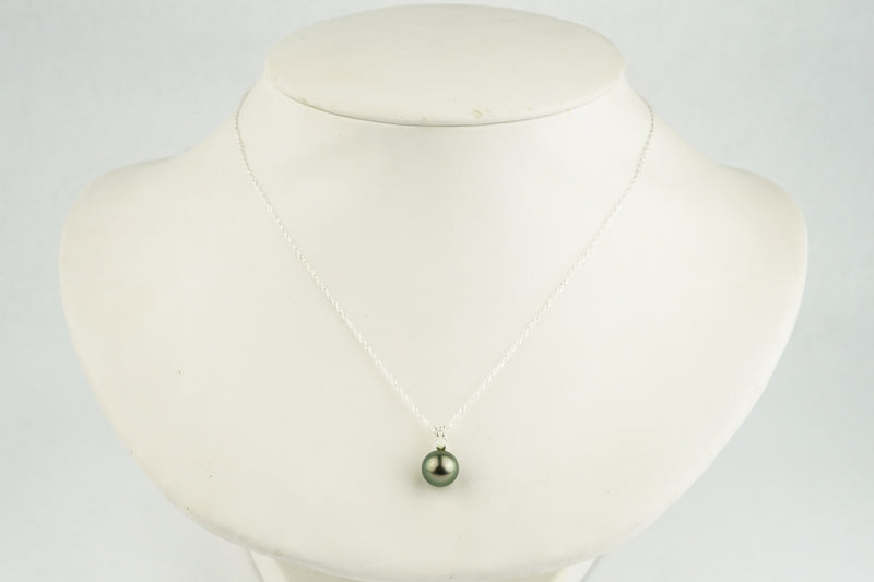 Tahitian Pearl & Opal Golden Green Étoile Necklace on Sterling Silver