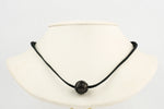 Carved Tahitian pearl necklace on kangaroo leather 14.5mm