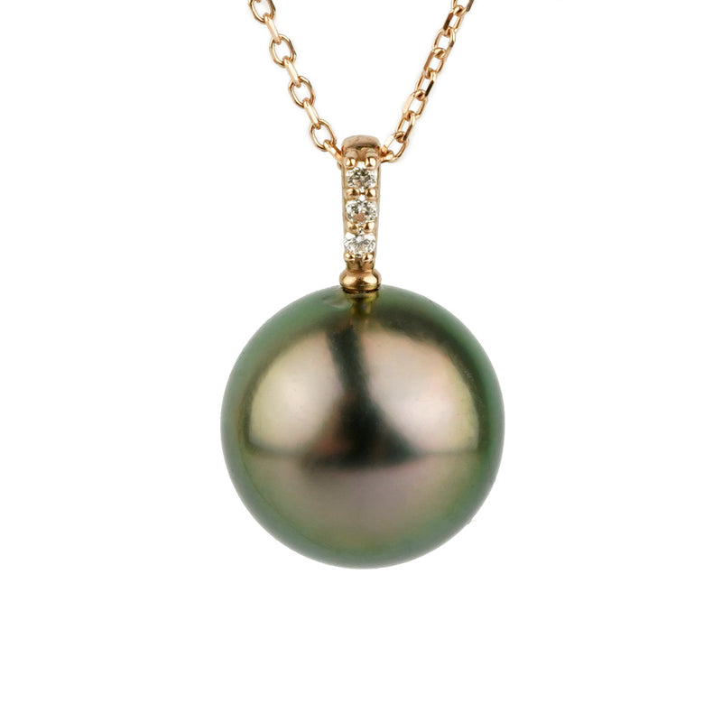 Tahitian Plum Peacock Pearl & Diamond Éclat Necklace on 14KRG