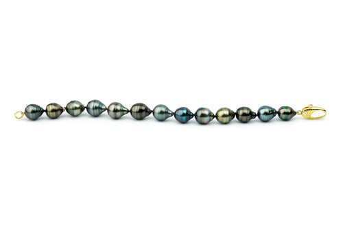 Silvery Blue-Green Drop Tahitian Pearl Bracelet
