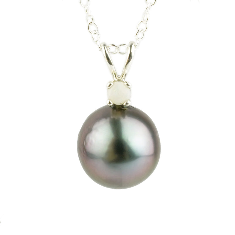 Tahitian Pearl & Opal Lavender-Pink Étoile Necklace on Sterling Silver