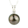 Tahitian Pearl & Diamond Aubergine Peacock Étoile Necklace on Sterling Silver