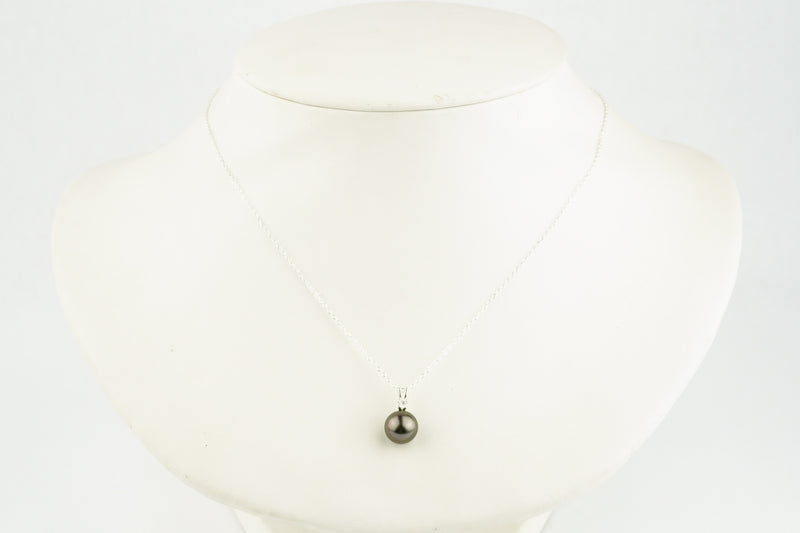 Tahitian Pearl & Diamond Aubergine Peacock Étoile Necklace on Sterling Silver