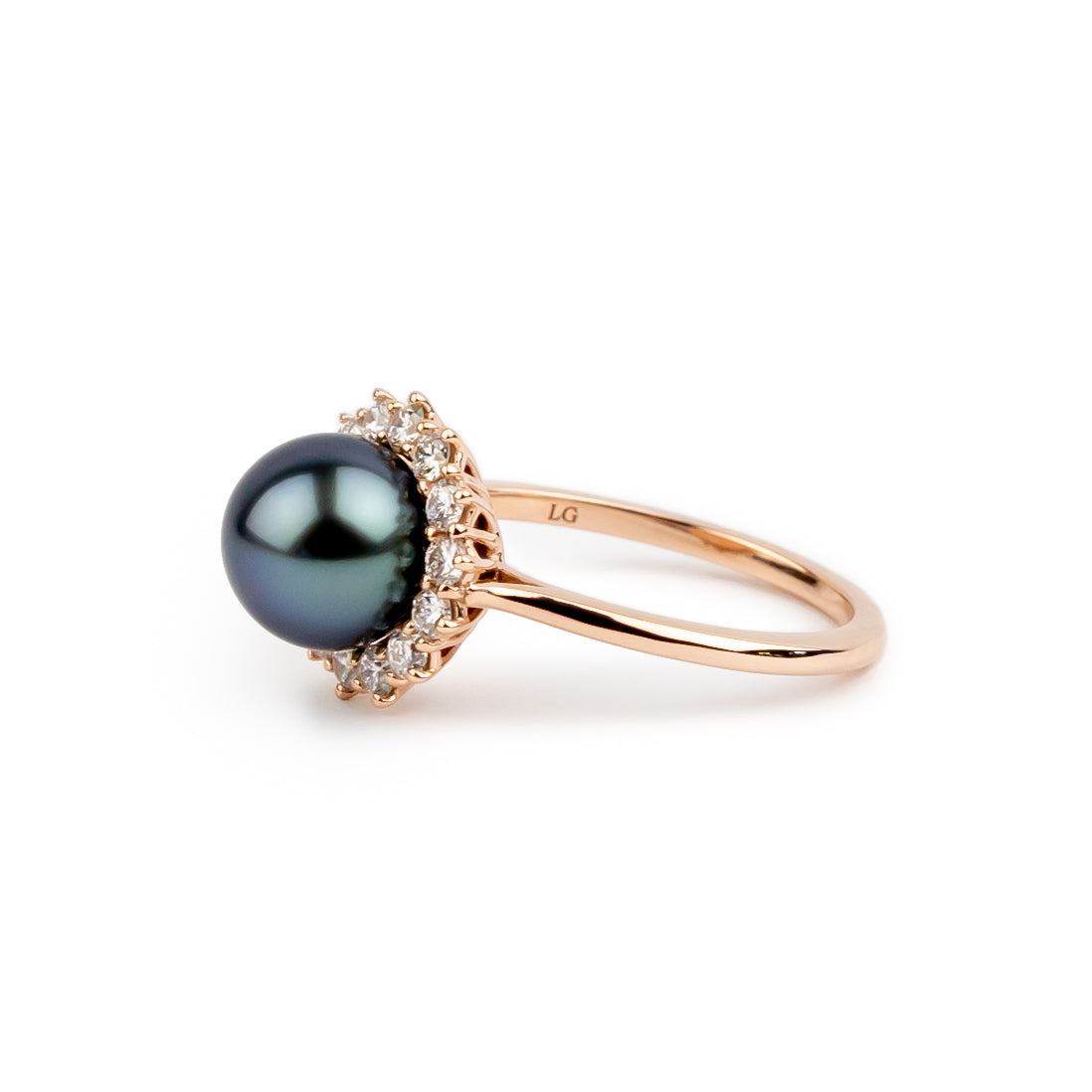 Tahitian Pearl & Diamond Soleil Ring on 14K Rose Gold