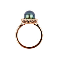 Tahitian Pearl & Diamond Soleil Ring on 14K Rose Gold