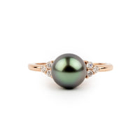 Tahitian Pearl & Diamond Toru Ring on 14K Rose Gold