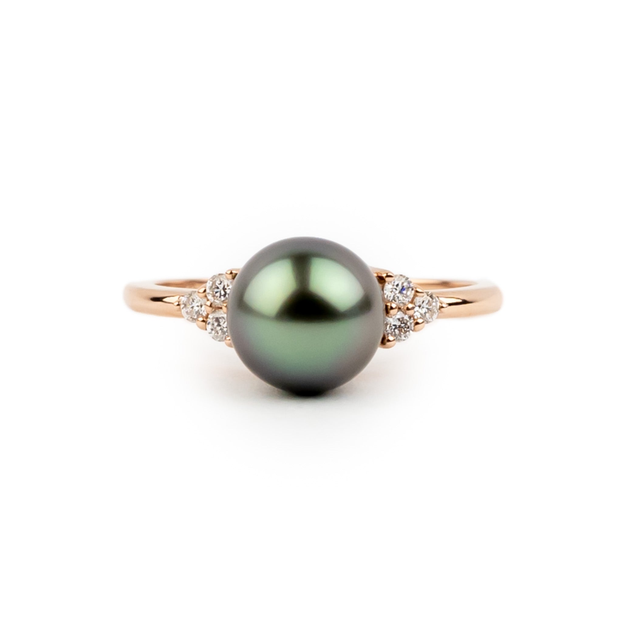 Tahitian Pearl & Diamond Toru Ring on 14K Rose Gold