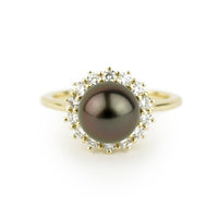 Tahitian Pearl & Diamond Soliel Ring