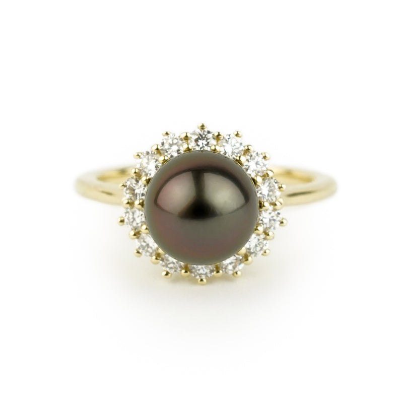 Tahitian Pearl & Diamond Soliel Ring