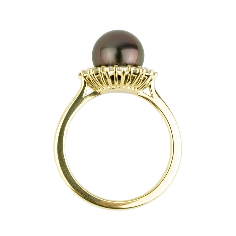 Tahitian Pearl & Diamond Soliel Ring