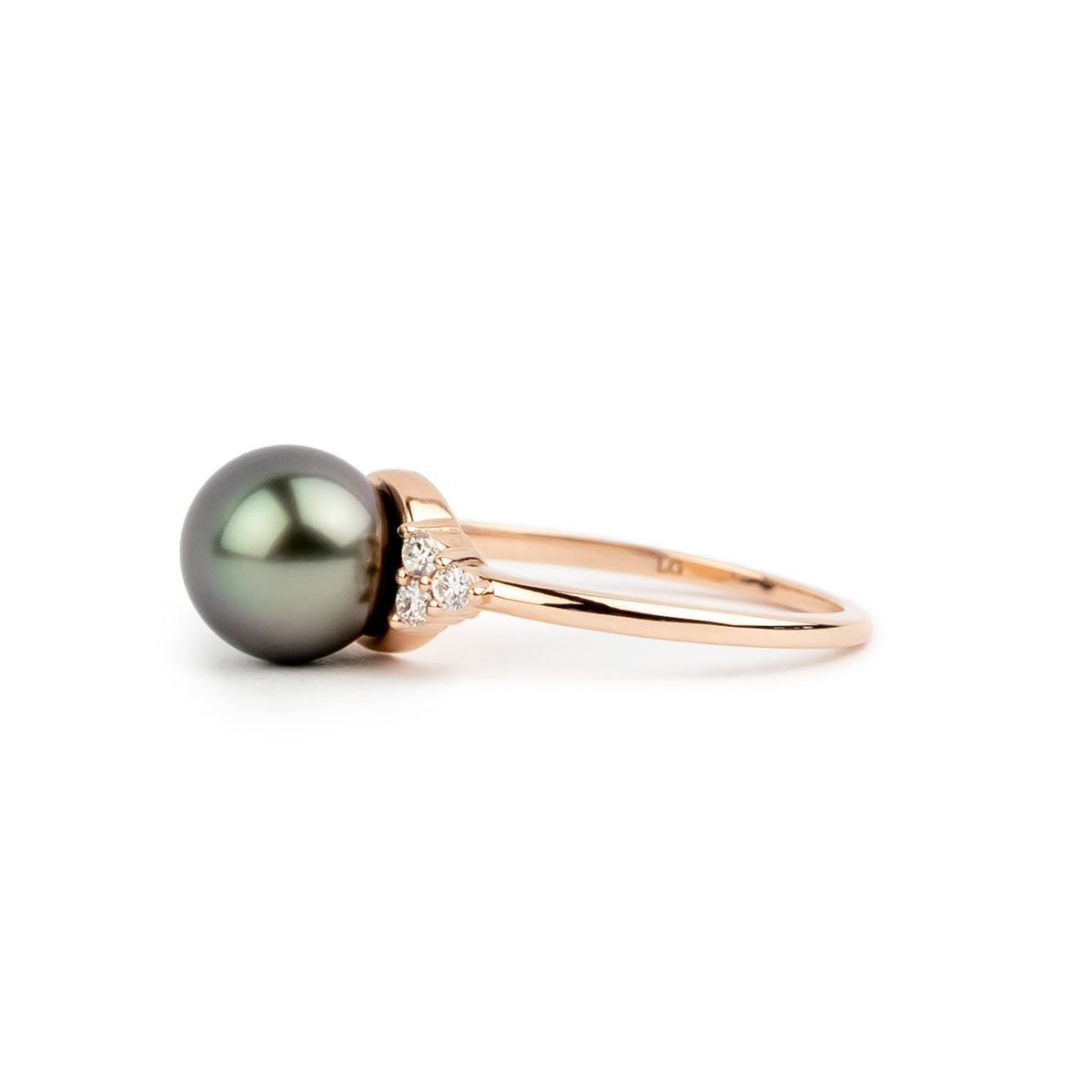 Tahitian Pearl & Diamond Toru Ring on 14K Rose Gold