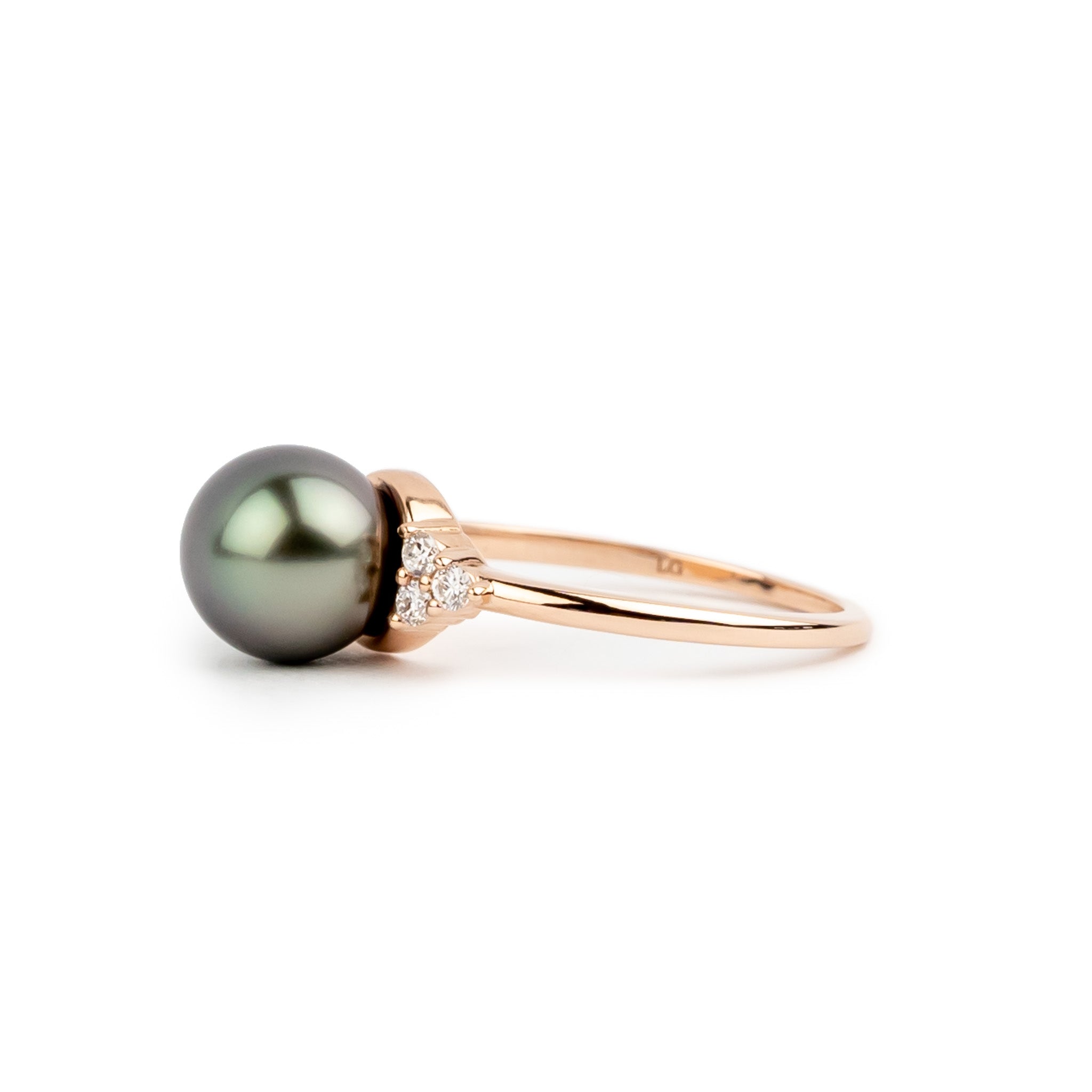 Tahitian Pearl & Diamond Toru Ring on 14K Rose Gold